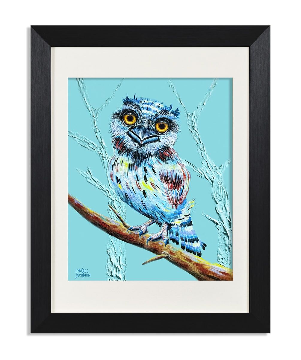 Aqua Tawny Frogmouth Owl - Print - Image 1