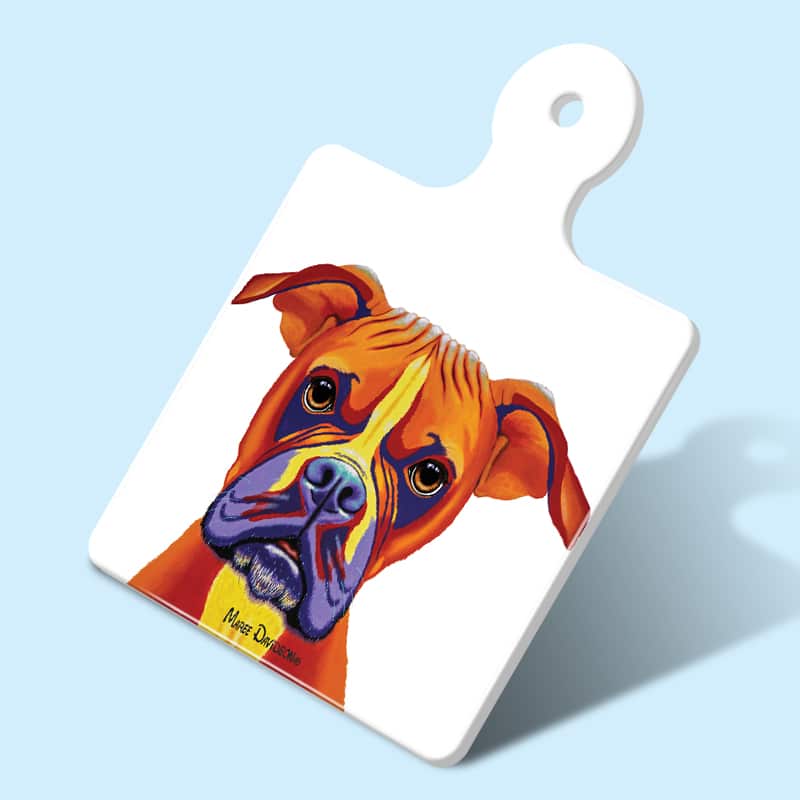 BOXER-8-1.jpg Boxer Dog - Ceramic Square Trivet with Handle - Image 1