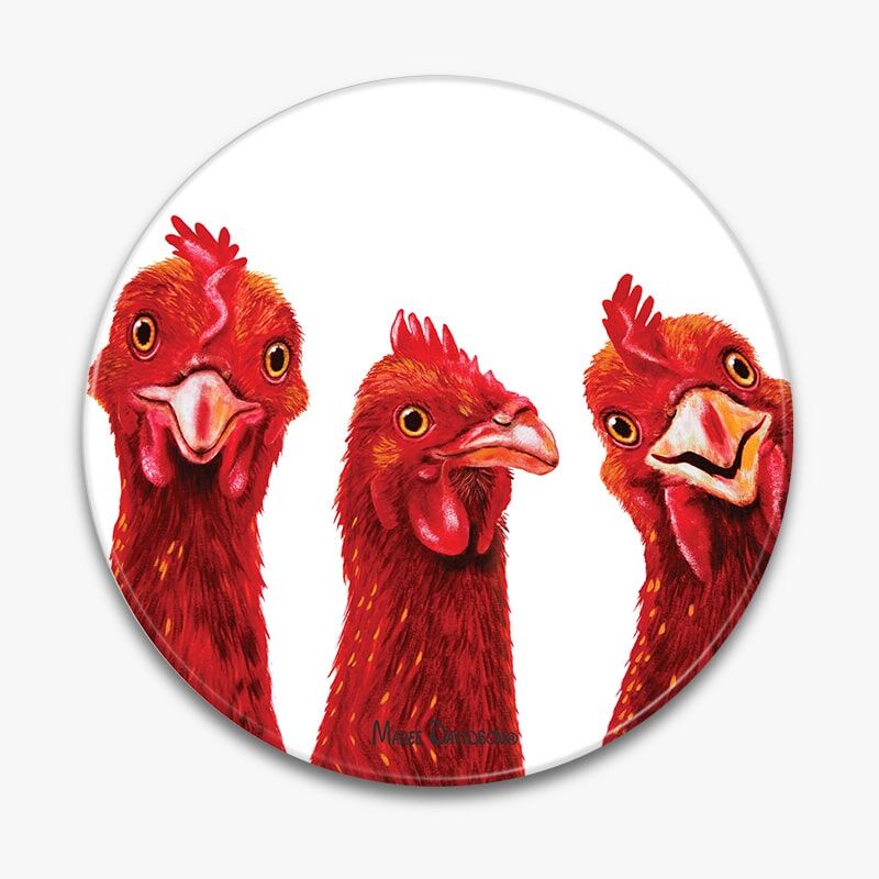 Barnyard Buddies the Hens - Ceramic Trivet - Image 1