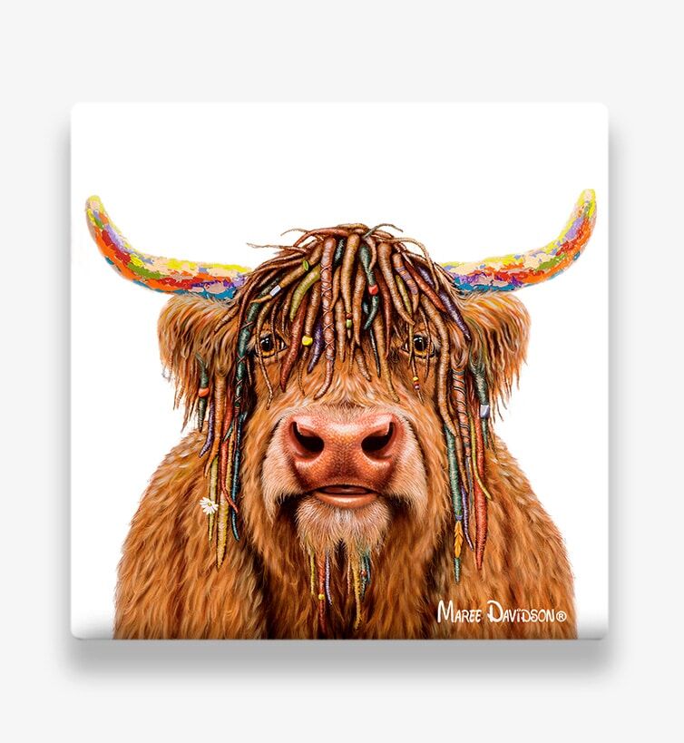 Bazza-Ceramic-Coaster-Maree-Davidson-2.jpg Bazza the Highland Cow - Ceramic Coasters - Image 1