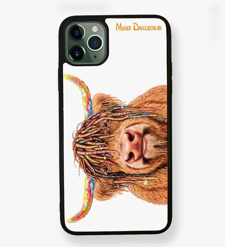 Bazza-Phone-Case-Maree-Davidson-1.jpg Bazza the Highland Cow - iPhone Case Cover - Image 1