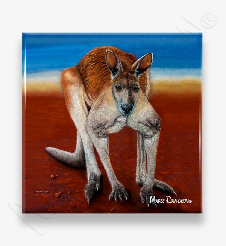 Big Red the Kangaroo - Ceramic Coaster - Image 1