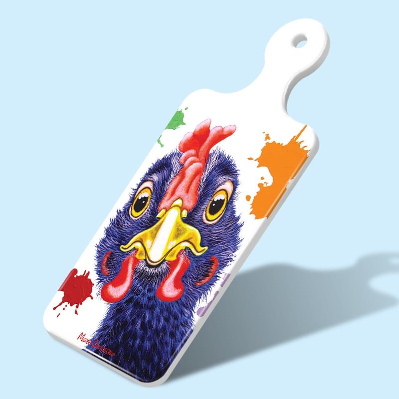 Black-Chicken-Hennie-1-1.jpg Hennie the Black Chicken - Rectangle Ceramic Cheese Platter - Image 1