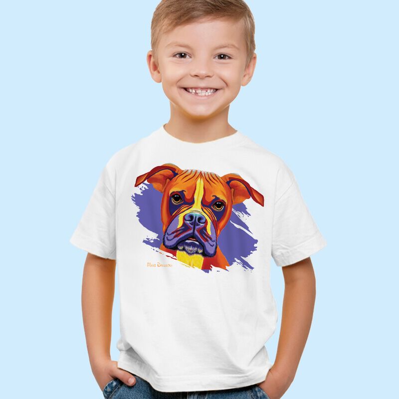 Boxer-white.jpg Boxer Dog - Kids T-Shirts - Image 1