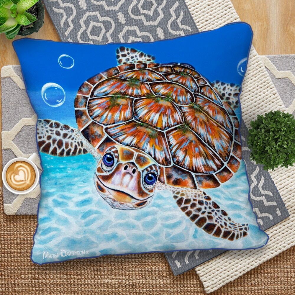 Bubbles the Turtle - European Cushion Cover - Image 1