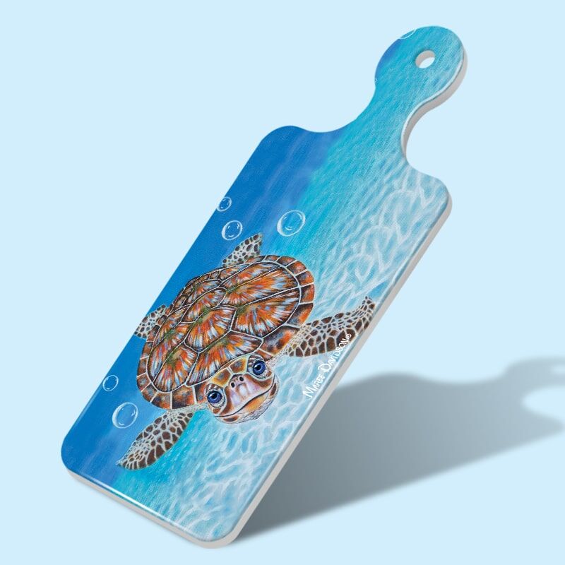 Bubbles-8-1.jpg Bubbles the Turtle - Rectangle Ceramic Cheese Platter - Image 1