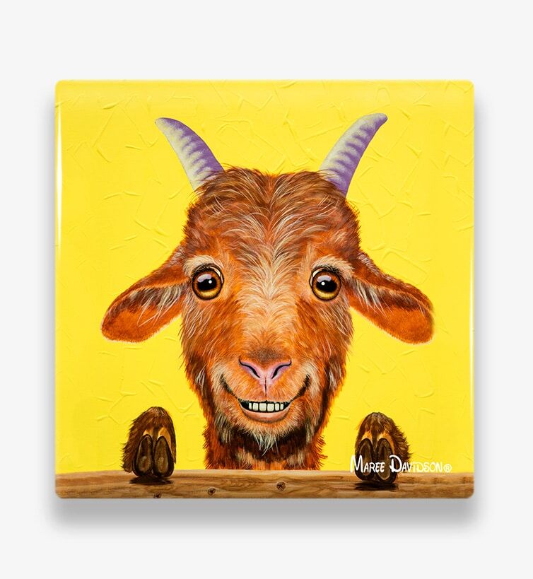 Buck The Goat - Ceramic Coaster - Image 1