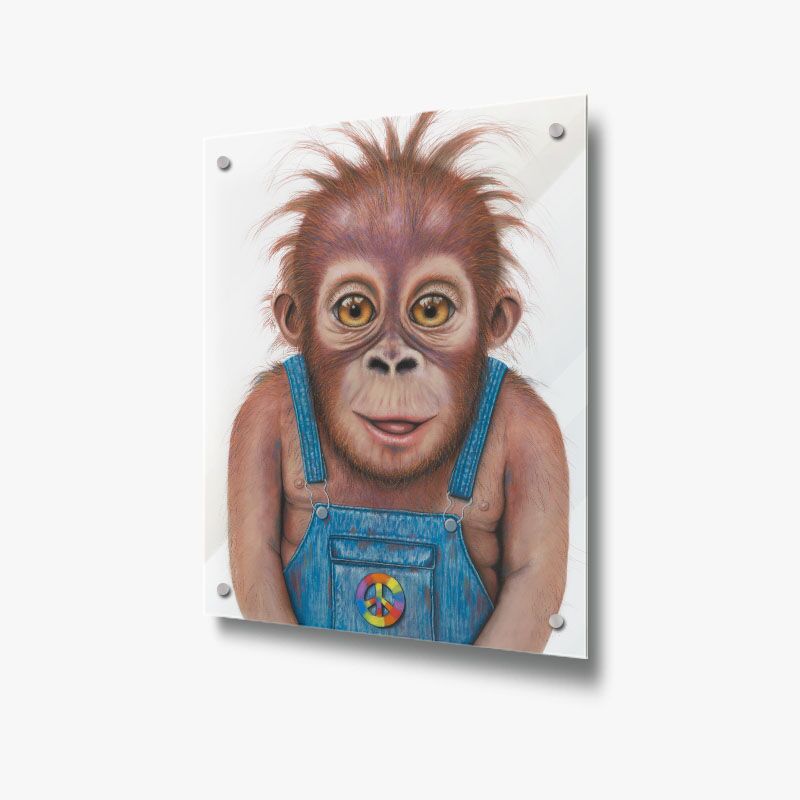Buddy The Baby Orangutan - Acrylic Glass Panel - Image 1