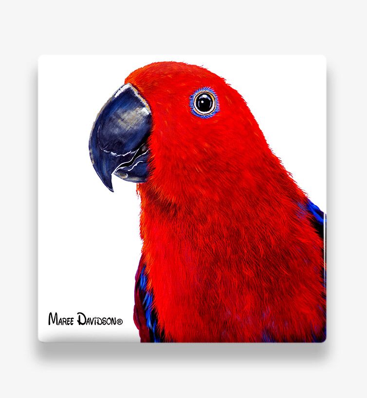 Chloe the Eclectics Parrot Bird - Ceramic Coaster - Image 1