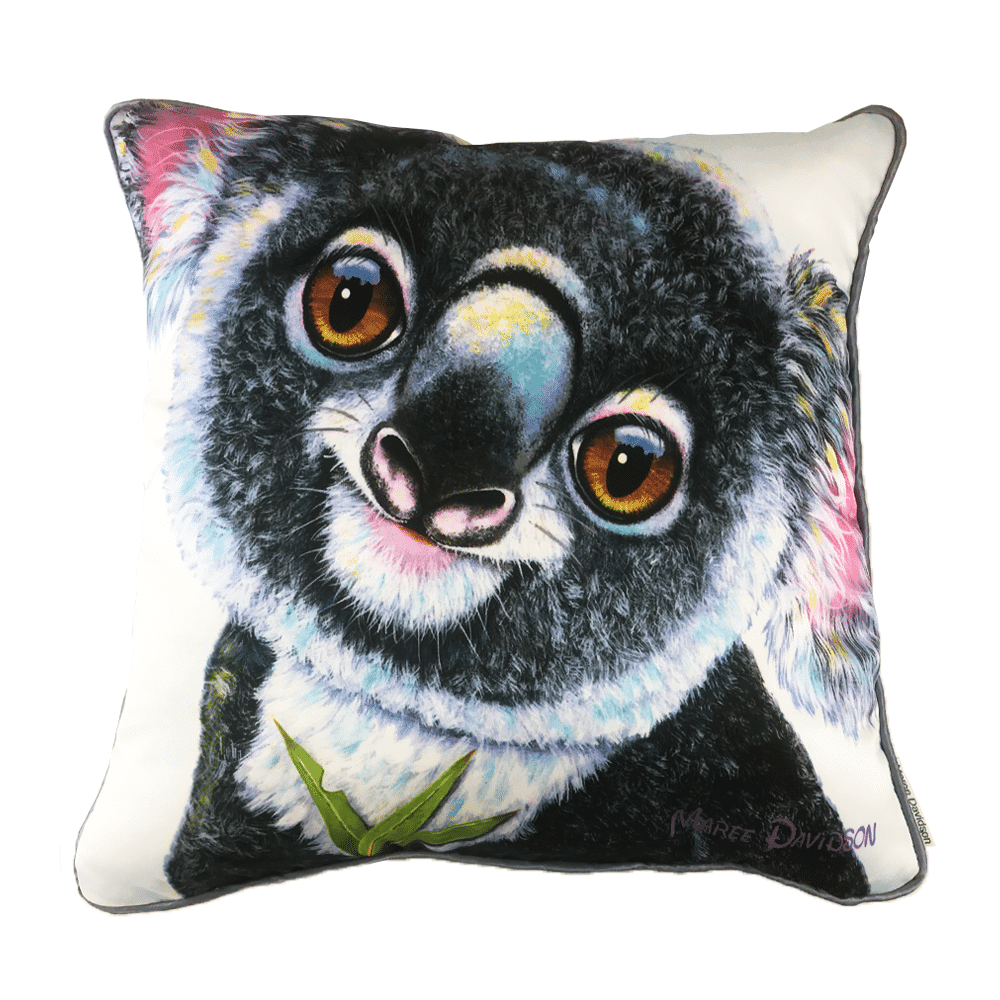 DROP-BEAR-CUSHION-COVER-MAREE-DAVIDSON-ART.png Drop Bear the Koala - Cushion Cover - Image 1
