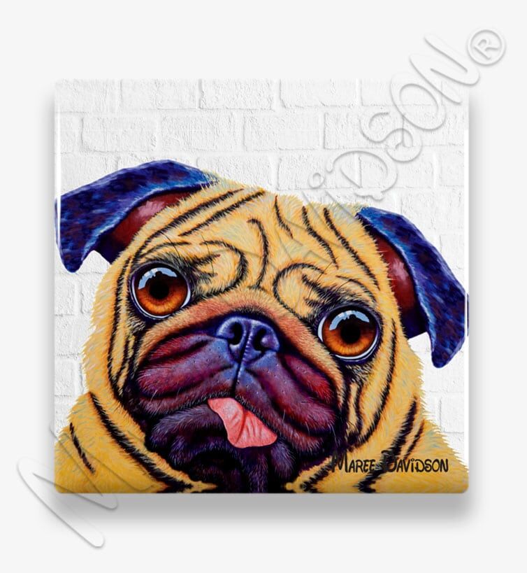 Doug the Pug Dog - Ceramic Coaster - Image 1