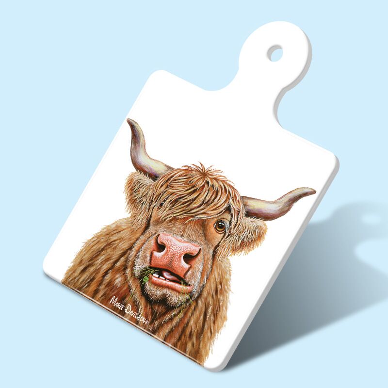 Dougal the Highland Cow - Ceramic Square Trivet with Handle - Image 1