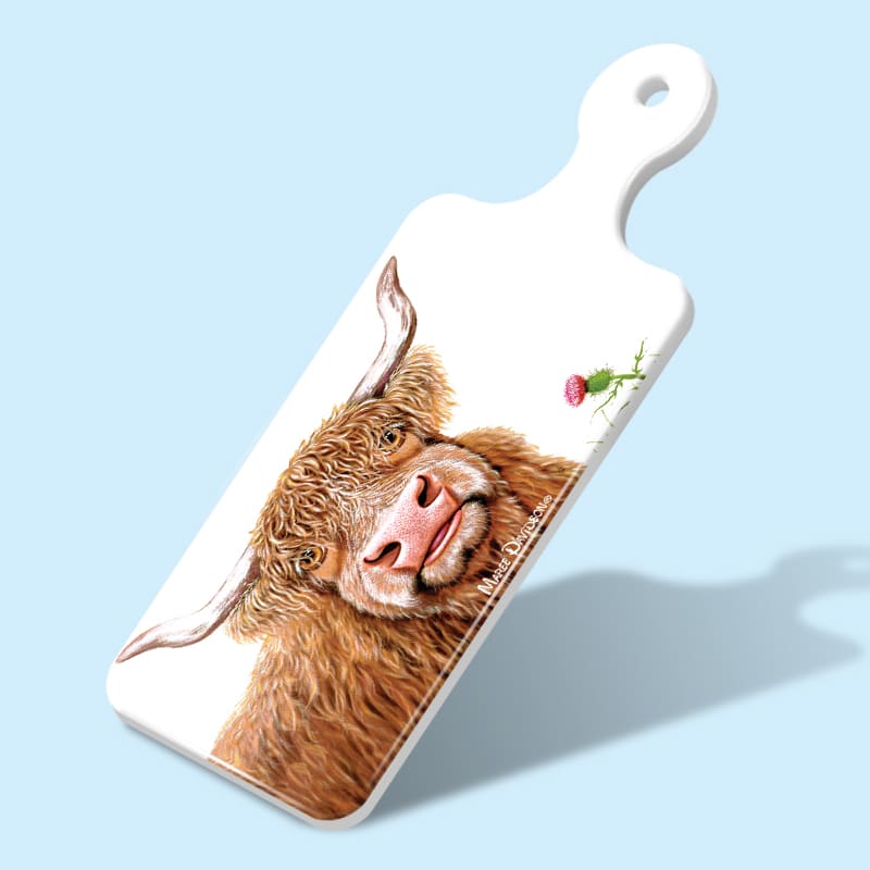 Fergus-11-1.jpg Fergus the Highland Cow - Rectangle Ceramic Cheese Platter - Image 1
