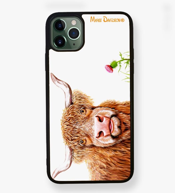 Fergus-Phone-Case-Maree-Davidson.jpg Fergus the Highland Cow - iPhone Case Cover - Image 1