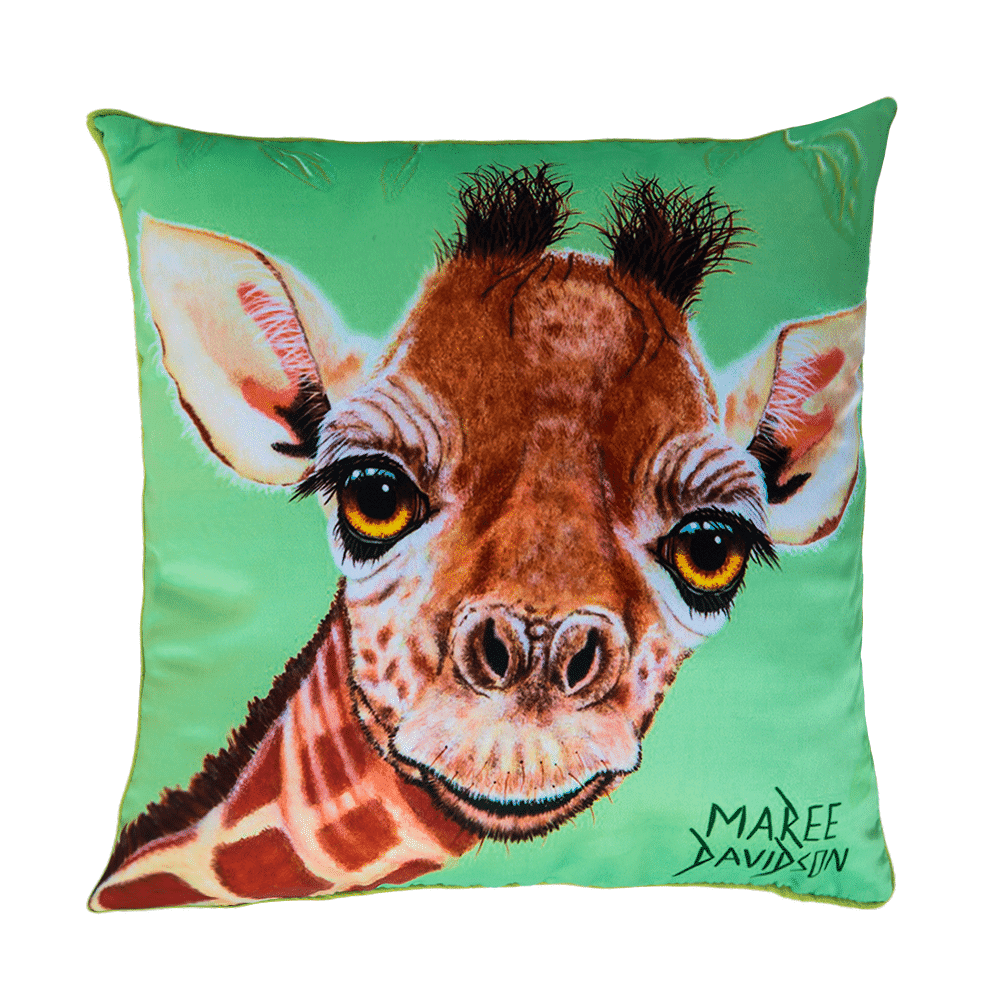 GIRAFEE-CUSHION-COVER-MAREE-DAVIDSON-ART.png Raaf the Giraffe - Cushion Cover - Image 1