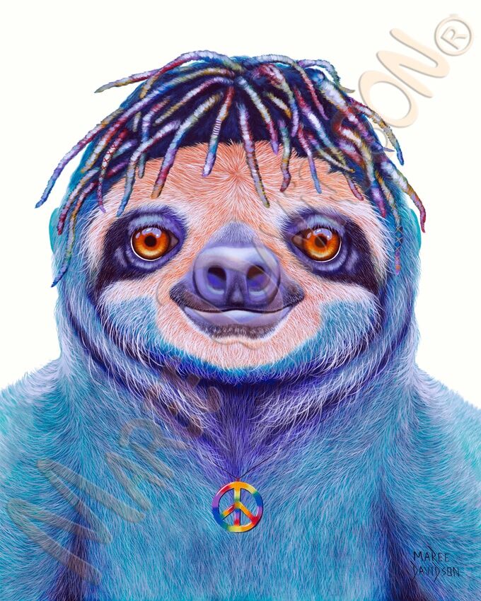 HIPPIE_SLOTH_NEW-1.jpg Hippie Sloth - Original artwork - Image 1