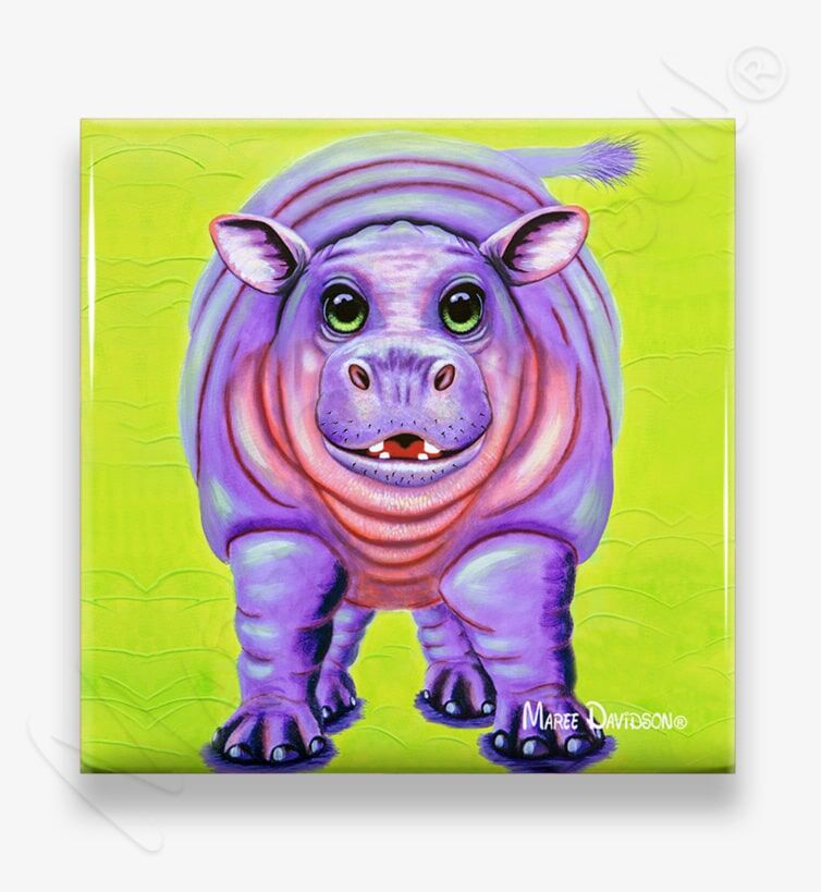 Happy Hippo - Ceramic Coaster - Image 1
