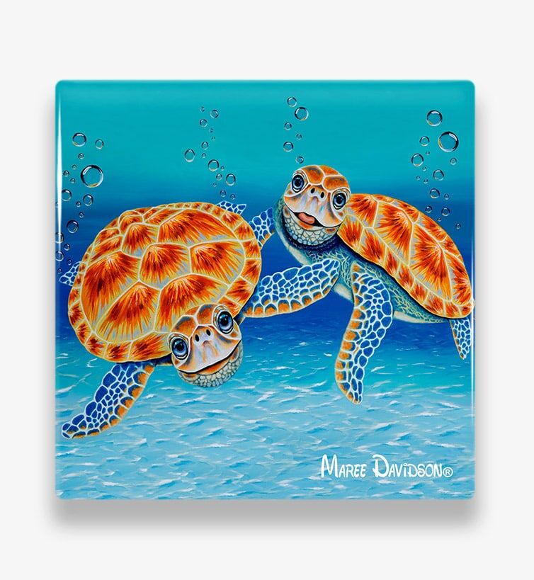Happy-Together-2-Ceramic-Coaster-Maree-Davidson.jpg Happy Together the Turtles - Ceramic Coaster - Image 1