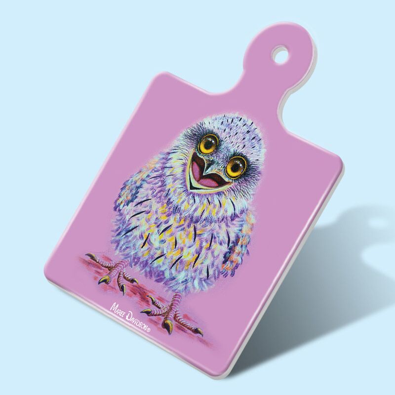 Happy-days-7-1.jpg Happy Days the Owl - Ceramic Square Trivet with Handle - Image 1