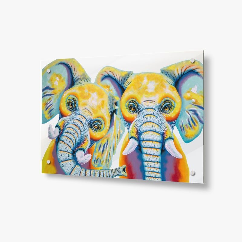 Happy-elephant-2.jpg Happy Elephants - Acrylic Glass Panel - Image 1