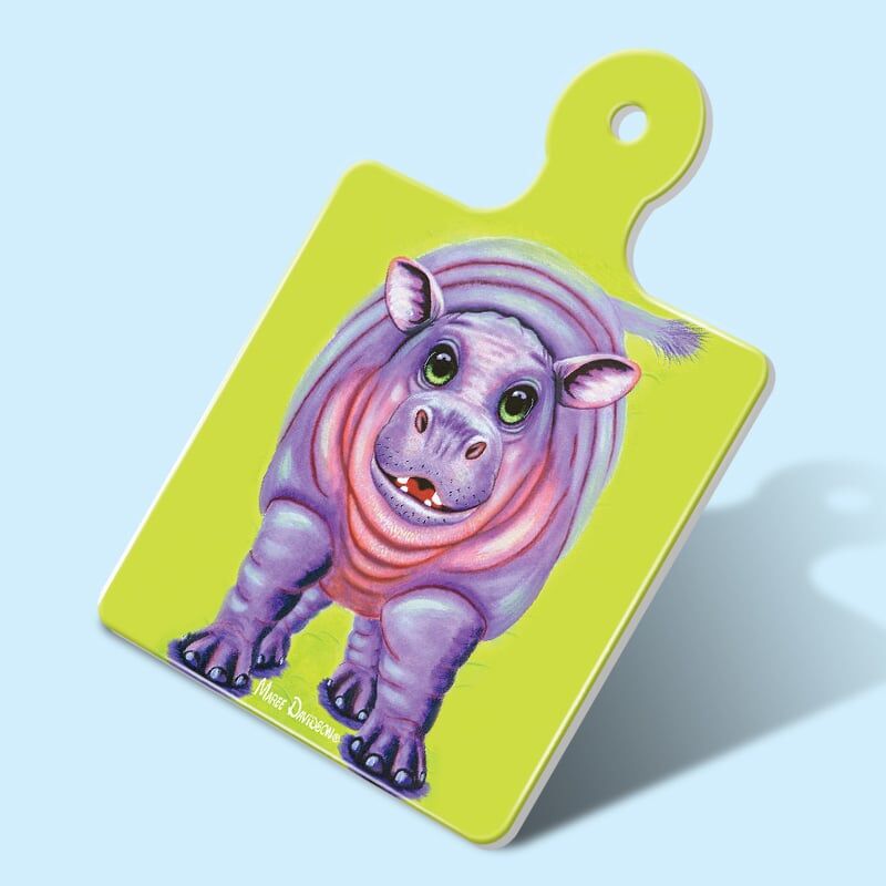 Happy-hippo-12-1.jpg Happy Hippo - Ceramic Square Trivet with Handle - Image 1
