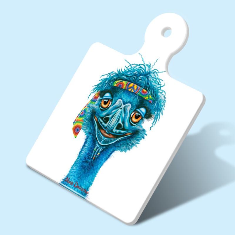 Ernie Hippie Emu - Ceramic Square Trivet with Handle - Image 1