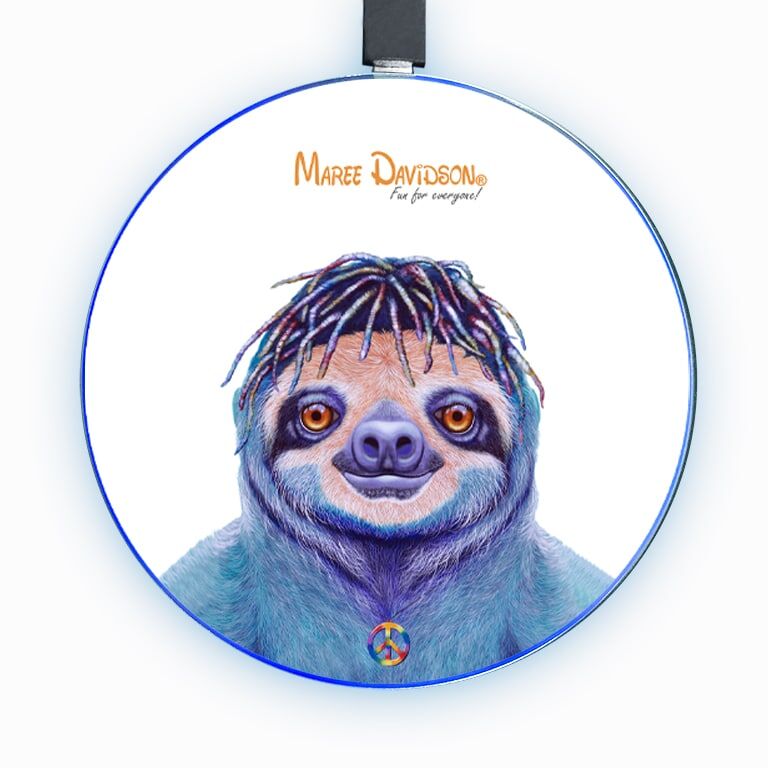 Hippie-Sloth-Phone-Charger-Maree-Davidson-Art-1.jpg Hippie Sloth - Wireless Phone Charger - Image 1