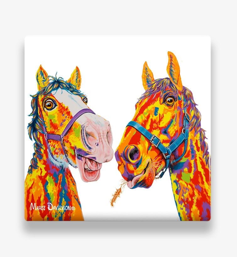 Horsin' Around the Horses - Ceramic Coaster - Image 1