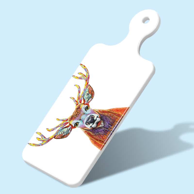 In the Woods Deer - Rectangle Ceramic Cheese Platter - Image 1