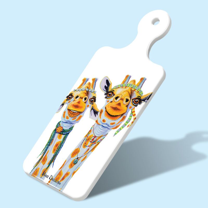 Jenny and Jude the Hippie Giraffes - Rectangle Ceramic Cheese Platter - Image 1