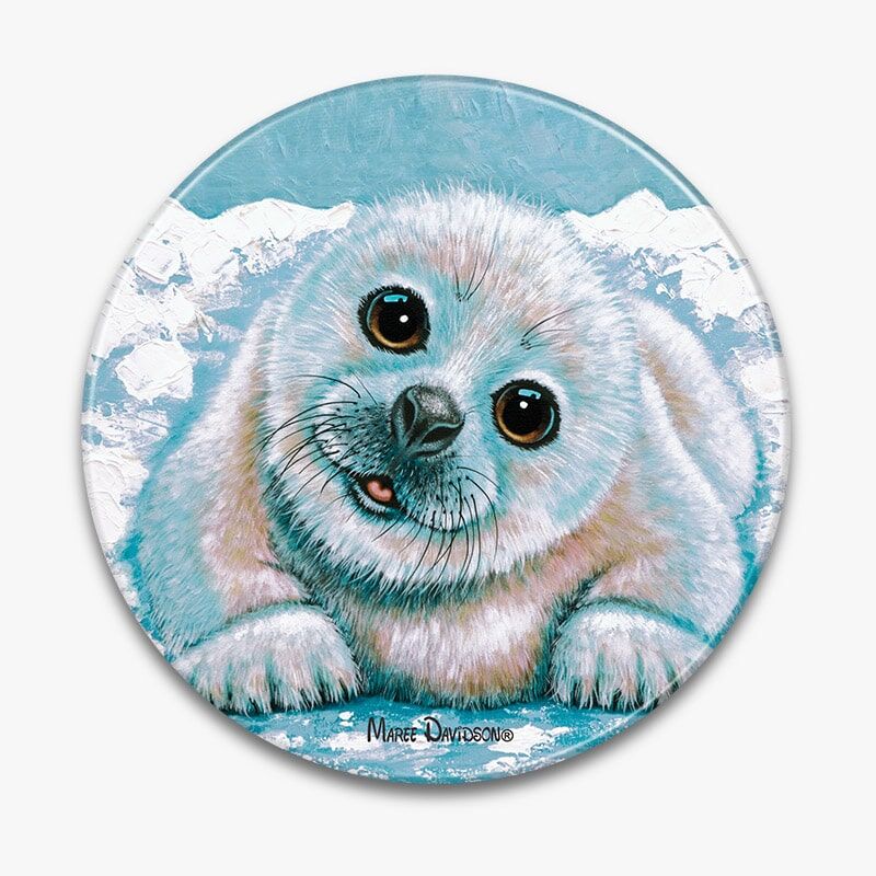 Just Chillin the Harp Seal - Ceramic Trivet - Image 1