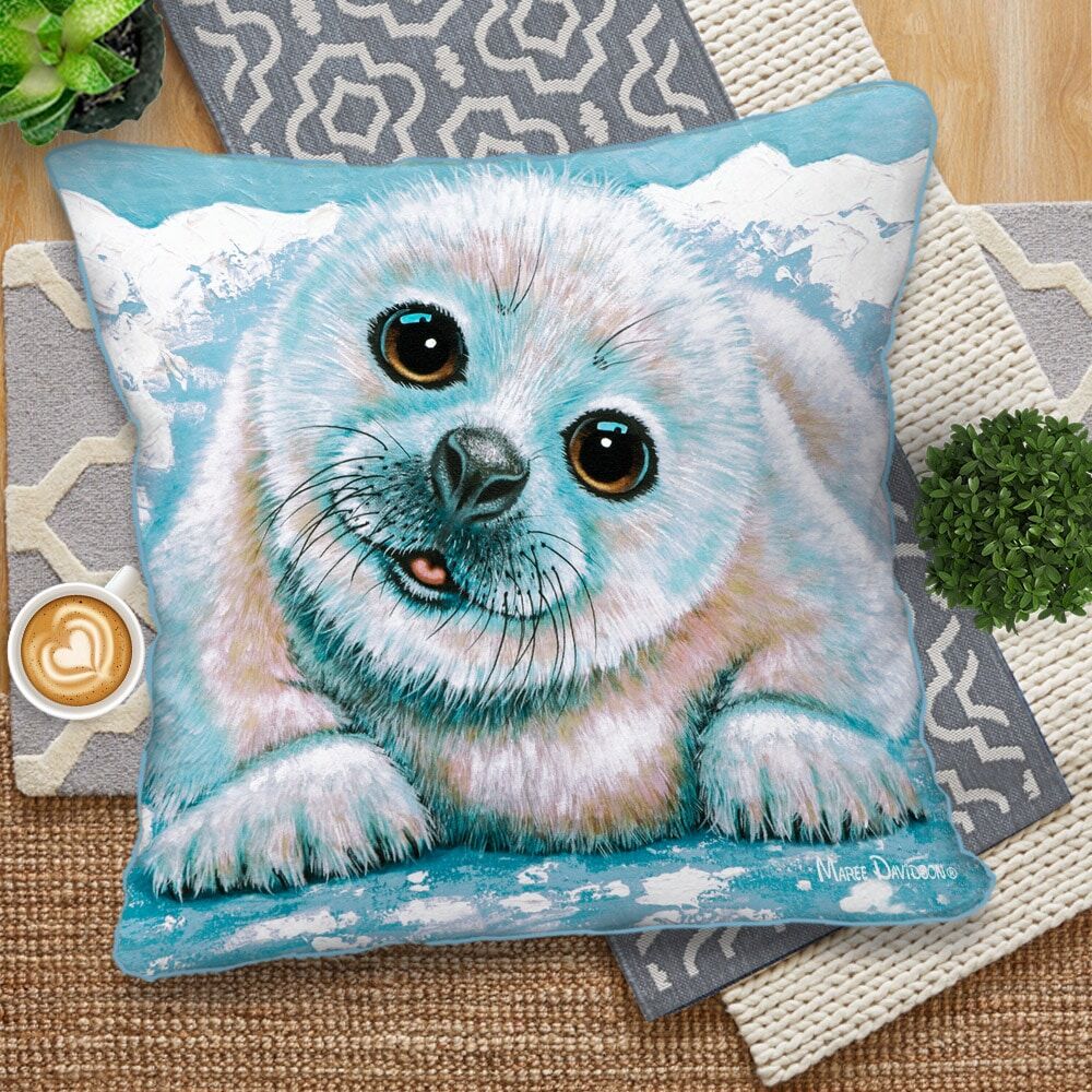 Just Chillin the Harp Seal - European Cushion Cover - Image 1