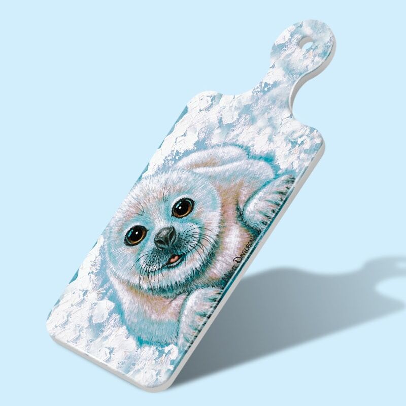 Just Chillin the Harp Seal - Rectangle Ceramic Cheese Platter - Image 1