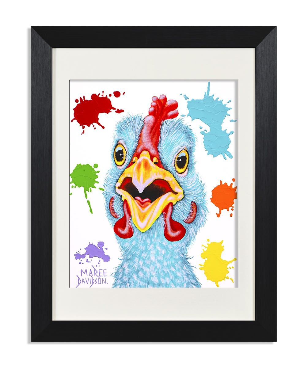 Lenny-the-Blue-Chicken-Maree-Davidson-Art.jpg Lenny the Blue Chicken - Print - Image 1