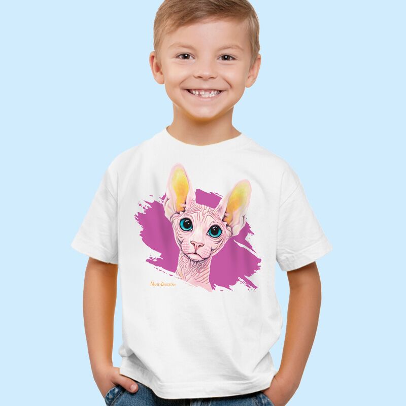 Madame-Meow-white-1.jpg Madame Meow the Sphynx Cat - Kids T-Shirts - Image 1
