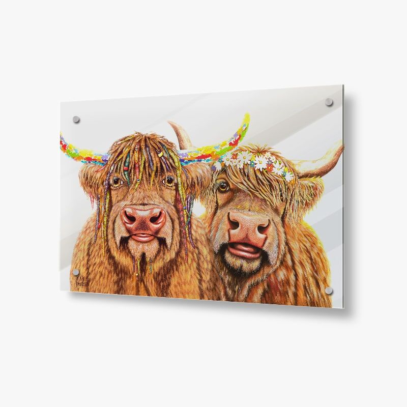Marley and Meadow the Highland Cows - Acrylic Glass Panel - Image 1