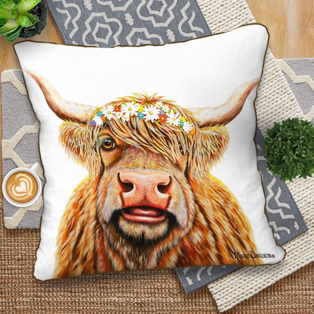 Meadow the Highland Cow - European Cushion Cover - Image 1