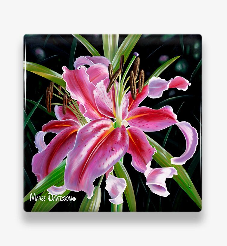 Memories-3.jpg Memories the Lily Flower - Ceramic Coaster - Image 1