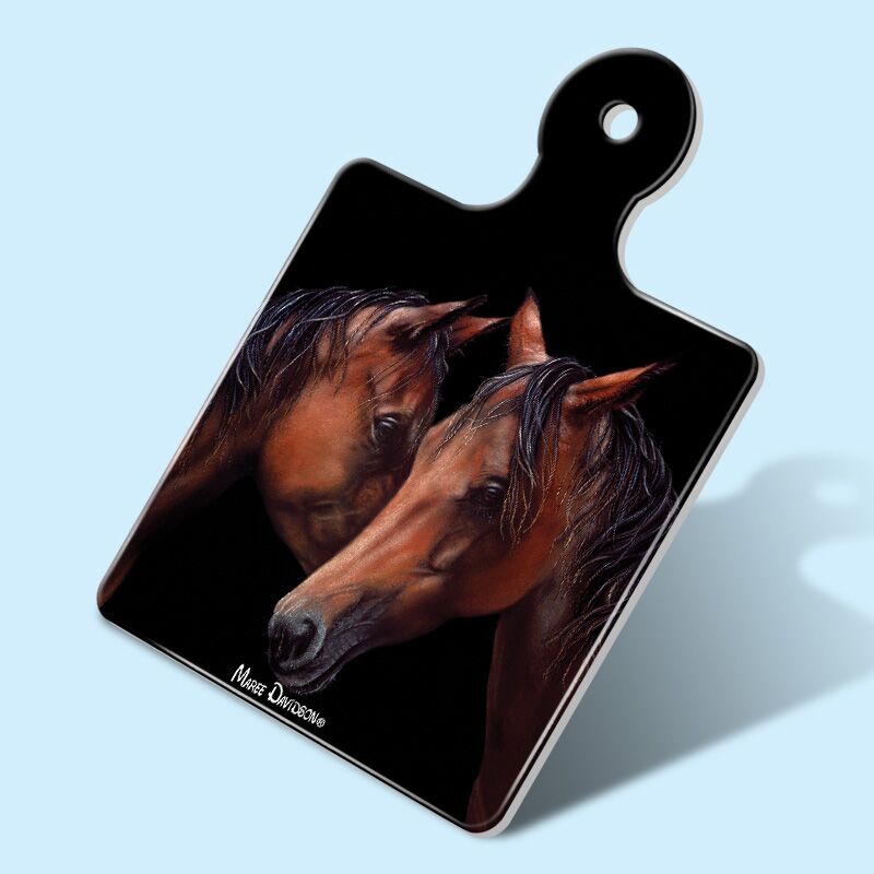 Moonlight Whispers the Horses - Ceramic Square Trivet with Handle - Image 1
