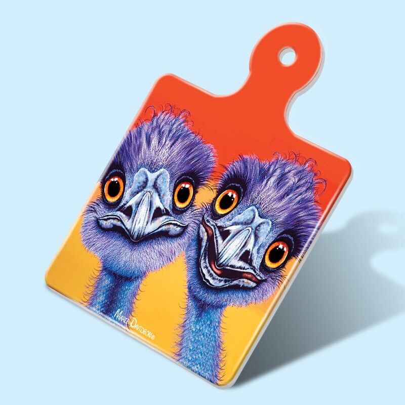 Outback-buddies-13-1.jpg Outback Buddies the Emus - Ceramic Square Trivet with Handle - Image 1