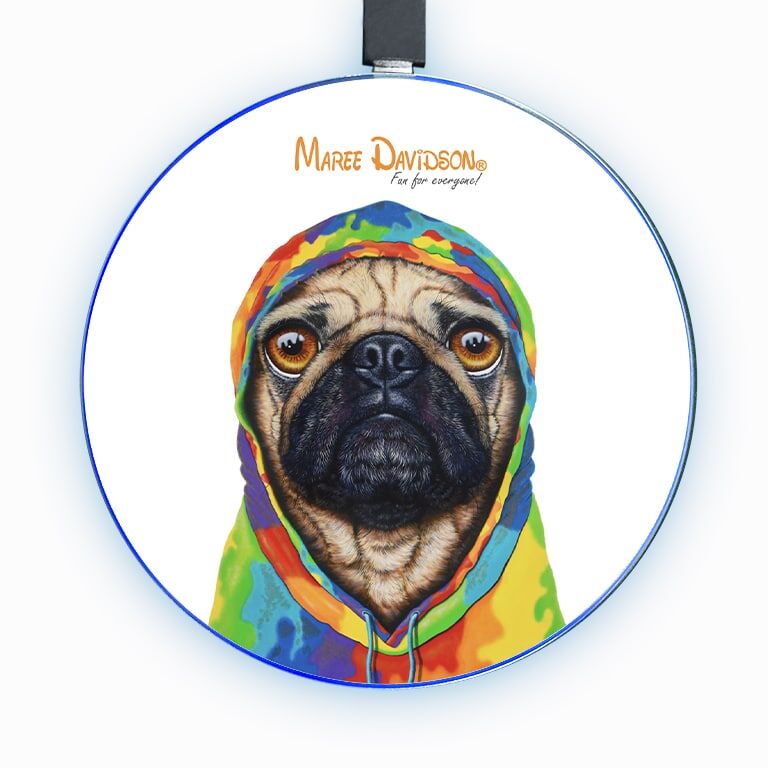 Pug 4 Life the Hoodie Dog - Wireless Phone Charger - Image 1