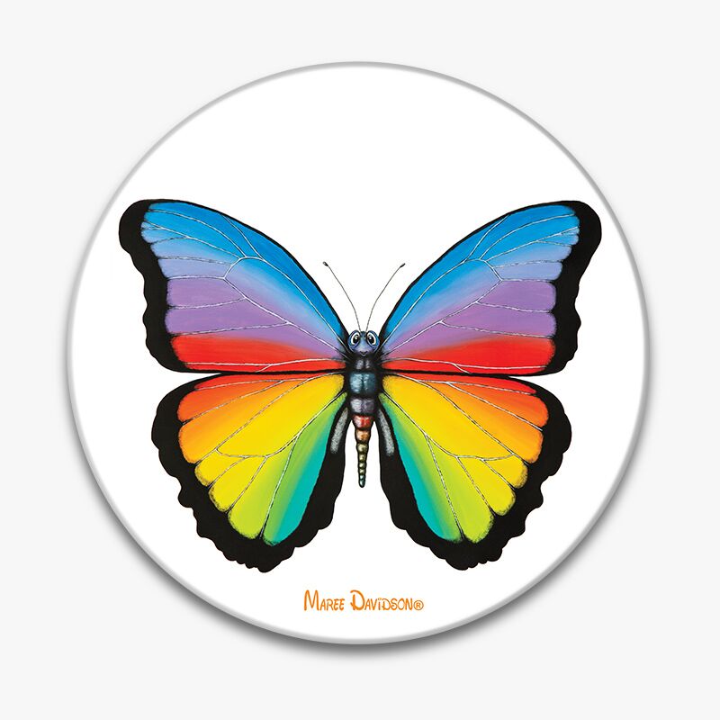 Twiggy the Rainbow Butterfly - Ceramic Trivet - Image 1