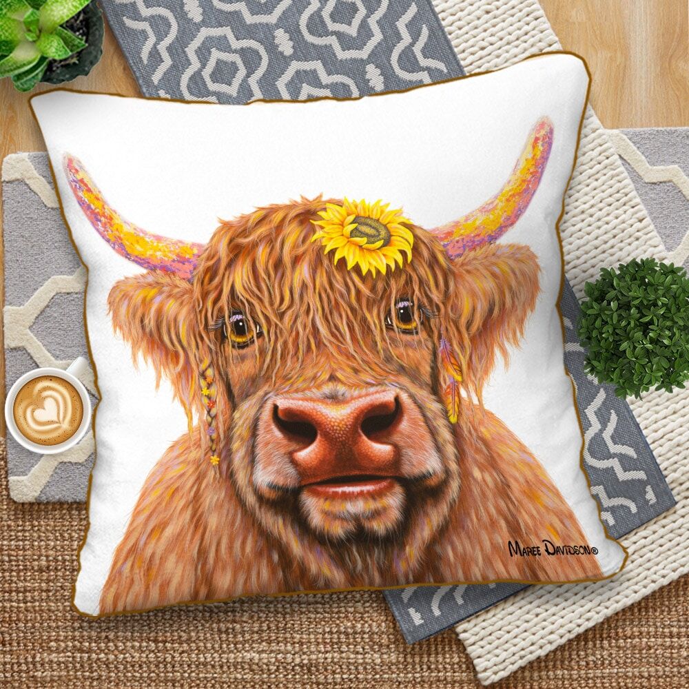 Shazza-3-1.jpg Shazza the Highland Cow - European Cushion Cover - Image 1
