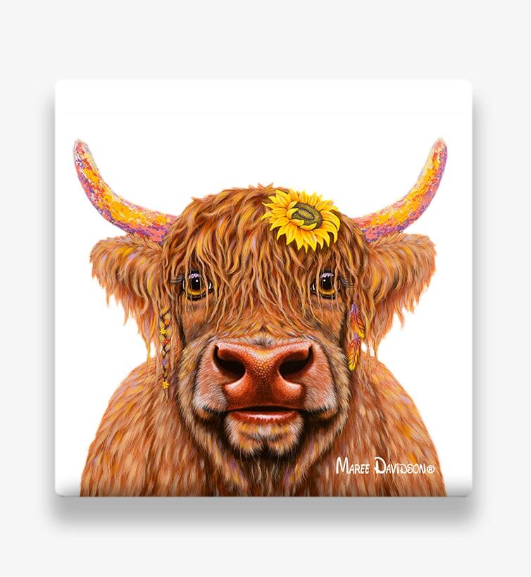 Shazza the Highland Cow - Ceramic Coasters - Image 1