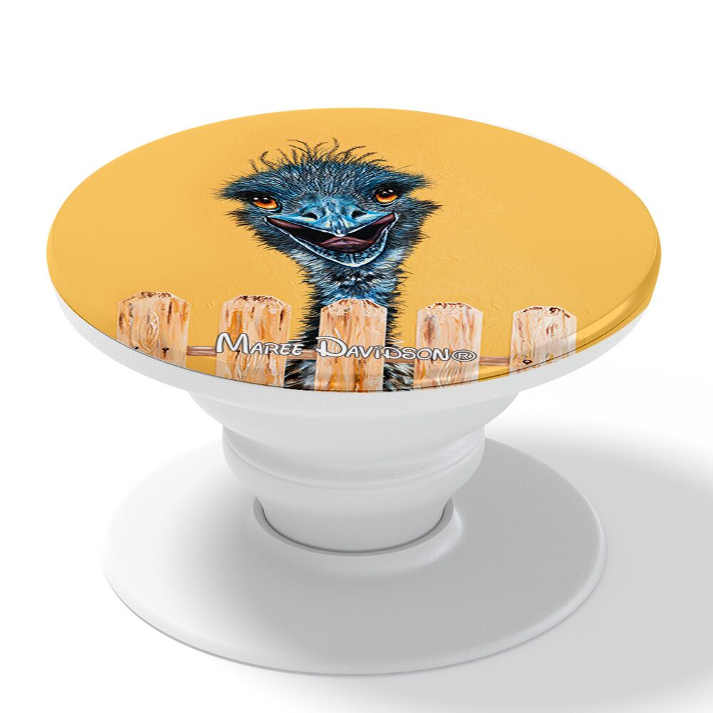 Sticky-Beak-white-finger-grip.jpg Sticky Beak the Emu - Phone Finger Grip - Image 1