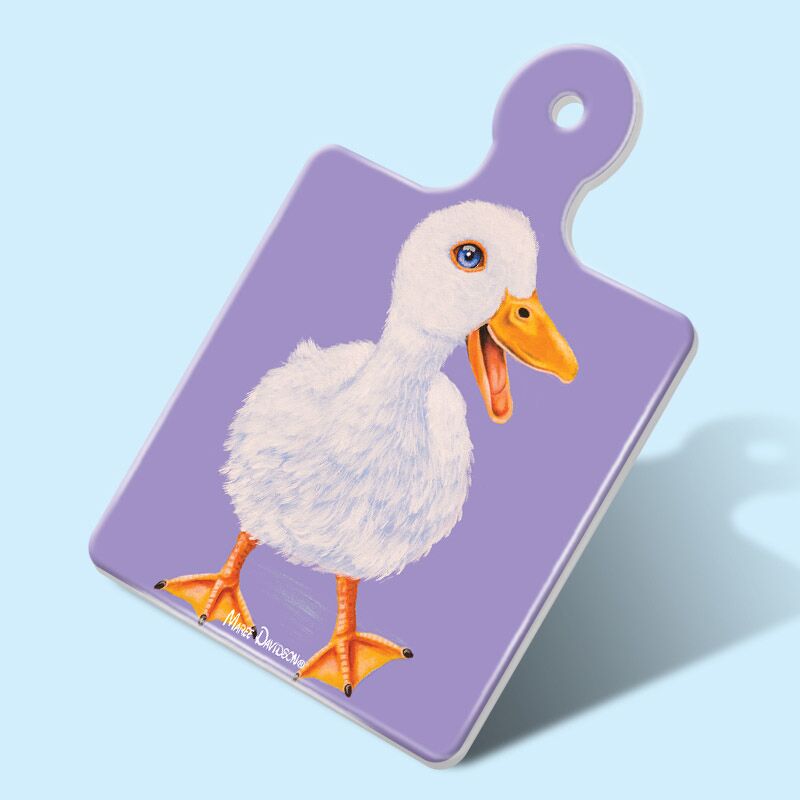 The Happy Duck - Ceramic Square Trivet with Handle - Image 1