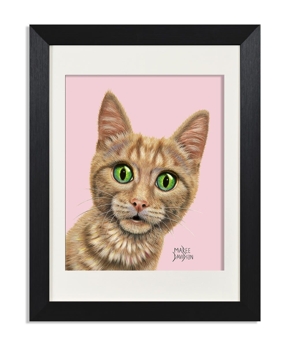Tigger the Ginger Cat - Pink Background - Print - Image 1