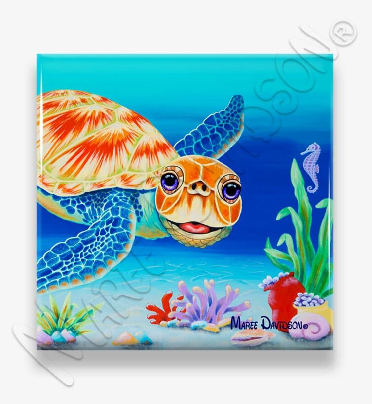 Under-the-Sea-Ceramic-Coasters-Multiple-Maree-Davidson.jpg Under the Sea the Turtle - Ceramic Coaster - Image 1