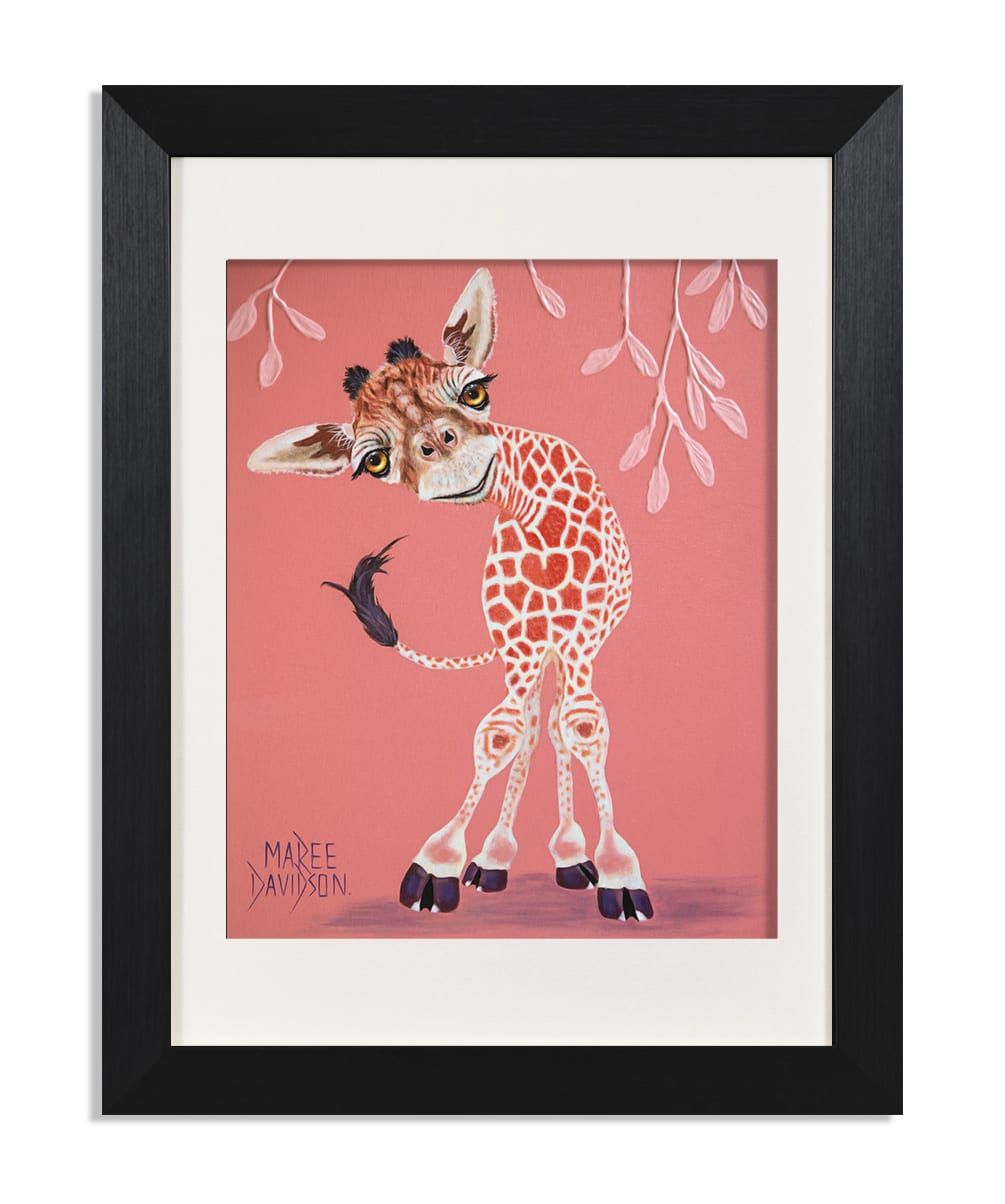 Where's Mum? Pink Baby Giraffe - Print - Image 1