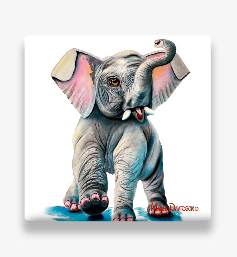 Wild Thing the Baby Elephant - Ceramic Coaster - Image 1